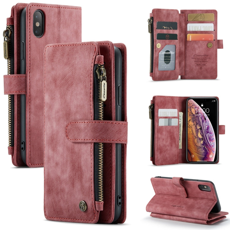 CaseMe-C30 PU + TPU Multifunctional Horizontal Flip Leather Case with Holder & Card Slot & Wallet & Zipper Pocket, For iPhone 12 / 12 Pro, For iPhone 12 Pro Max, For iPhone XS / X, For iPhone XR, For iPhone XS Max