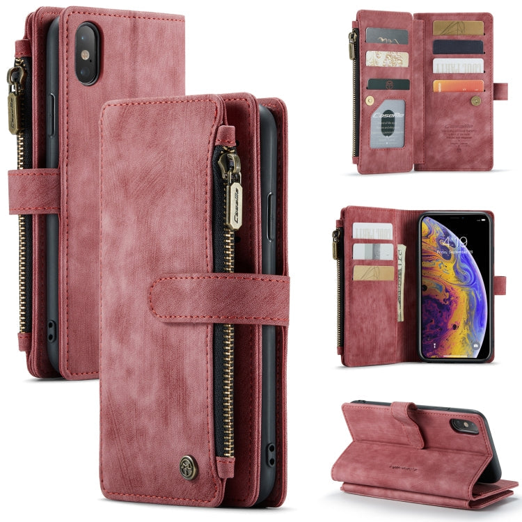 CaseMe-C30 PU + TPU Multifunctional Horizontal Flip Leather Case with Holder & Card Slot & Wallet & Zipper Pocket, For iPhone 12 / 12 Pro, For iPhone 12 Pro Max, For iPhone XS / X, For iPhone XR, For iPhone XS Max