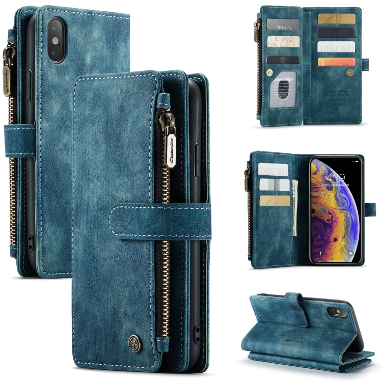 CaseMe-C30 PU + TPU Multifunctional Horizontal Flip Leather Case with Holder & Card Slot & Wallet & Zipper Pocket, For iPhone 12 / 12 Pro, For iPhone 12 Pro Max, For iPhone XS / X, For iPhone XR, For iPhone XS Max