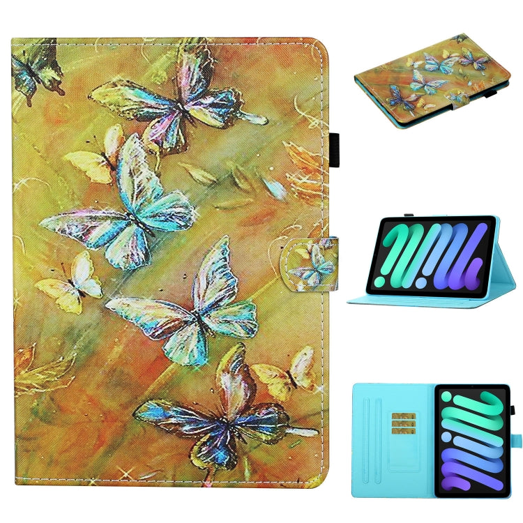 Coloured Drawing Stitching Horizontal Flip Leather Case with Holder & Card Slot & Sleep / Wake-up Function, For iPad mini 2024 / mini 6