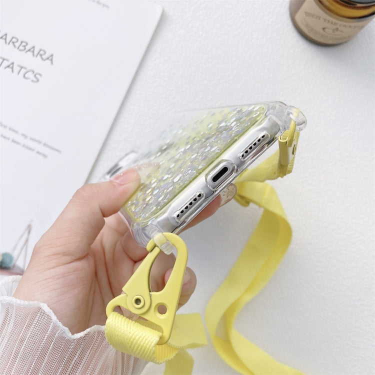 Gradient Glitter Powder Epoxy TPU Thickened Acrylic Shockproof Case with Wide Neck Lanyard, For iPhone 12 Pro Max, For iPhone 11, For iPhone 11 Pro, For iPhone 11 Pro Max