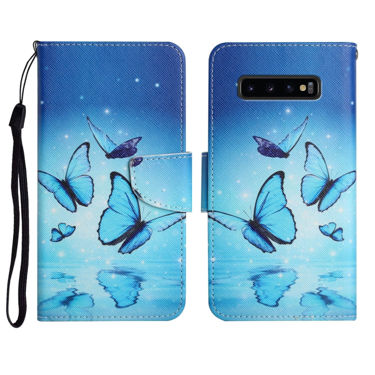 Painted Pattern Horizontal Flip Leather Case with Holder & Card Slot & Wallet, For Samsung Galaxy S10+