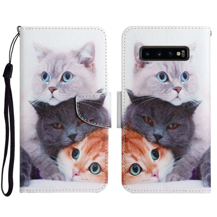 Painted Pattern Horizontal Flip Leather Case with Holder & Card Slot & Wallet, For Samsung Galaxy S10+
