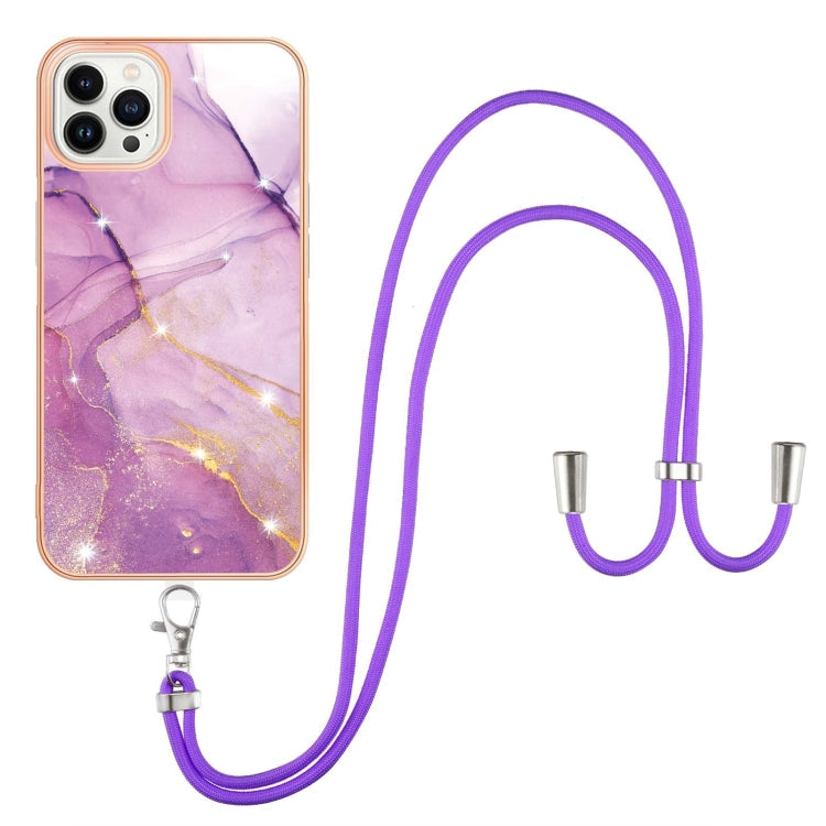 Electroplating Marble Pattern IMD TPU Shockproof Case with Neck Lanyard, For iPhone 13 mini, For iPhone 13, For iPhone 13 Pro, For iPhone 13 Pro Max