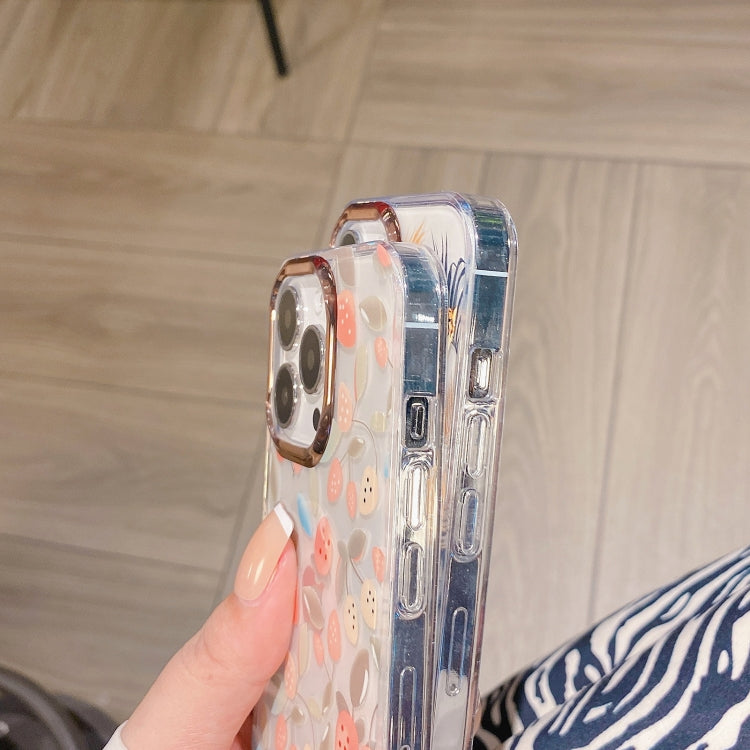 Glitter Powder Electroplating Flower Shockproof Phone Case, For iPhone 13, For iPhone 13 Pro, For iPhone 13 Pro Max