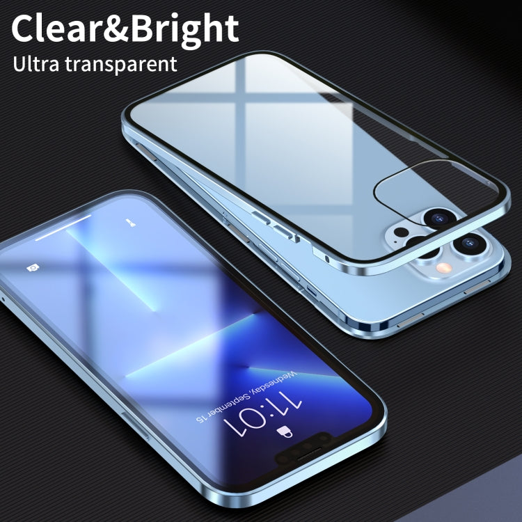 HD Magnetic Metal Frame Double-sided Tempered Glass Phone Case, For iPhone 13, For iPhone 13 Pro, For iPhone 13 Pro Max, For iPhone 13 mini