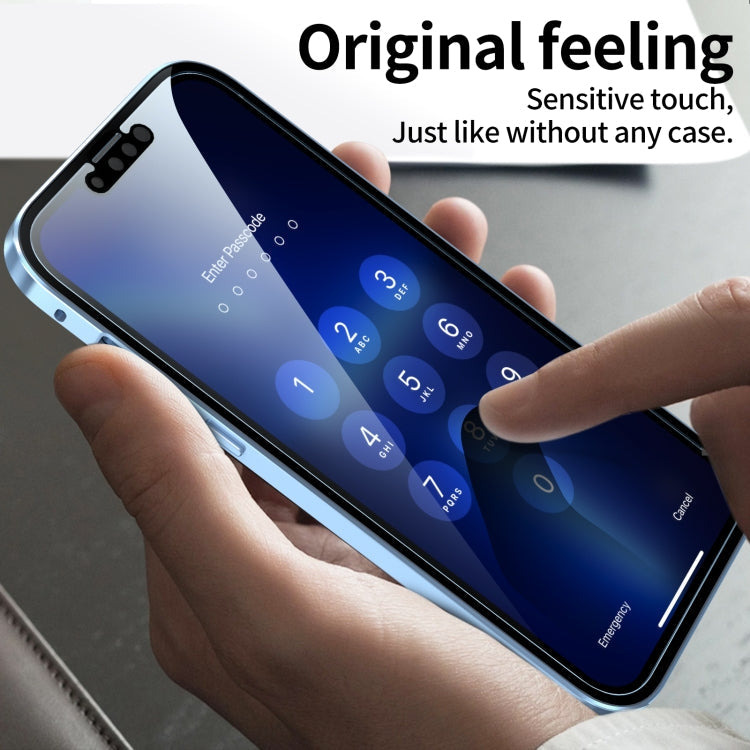 HD Magnetic Metal Frame Double-sided Tempered Glass Phone Case, For iPhone 13, For iPhone 13 Pro, For iPhone 13 Pro Max, For iPhone 13 mini