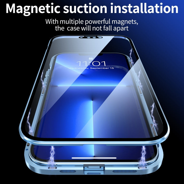 HD Magnetic Metal Frame Double-sided Tempered Glass Phone Case, For iPhone 13, For iPhone 13 Pro, For iPhone 13 Pro Max, For iPhone 13 mini