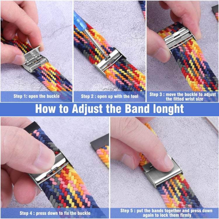 22mm Universal Nylon Braided Metal Buckle Strap, 22mm