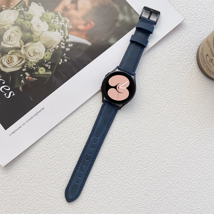 Crazy Horse Texture Frosted Leather Strap Watchband, 20mm, 22mm