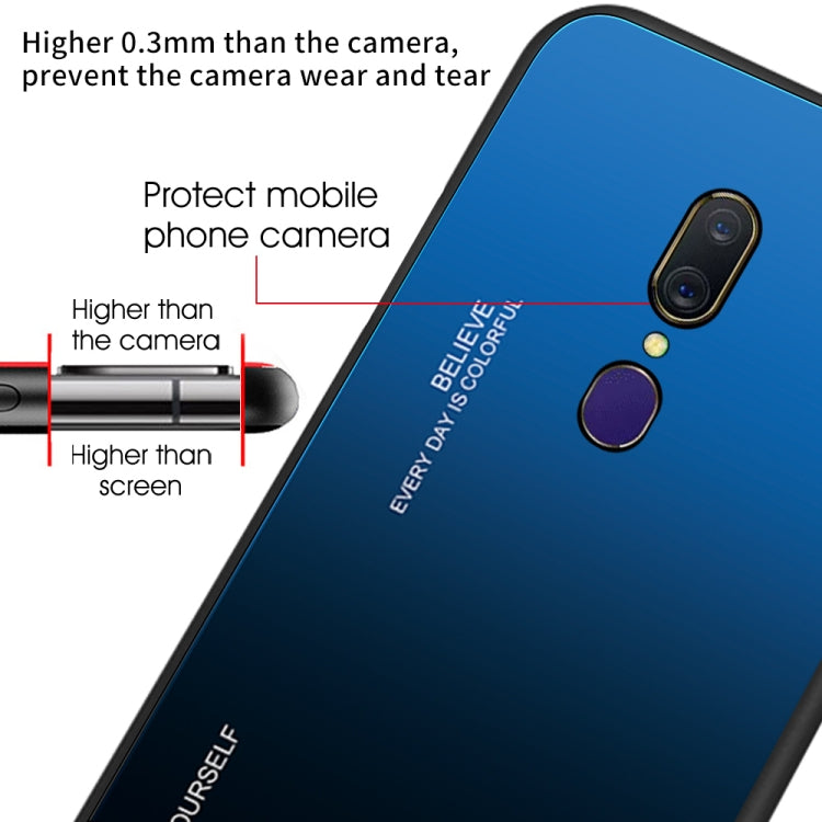 Gradient Color Glass Case, For OPPO F11 / A9, For OPPO A57 / A39, For OPPO Reno Z