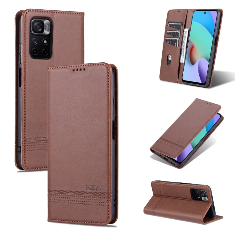 AZNS Magnetic Calf Texture Horizontal Flip Leather Phone Case with Card Slots & Holder & Wallet, For Xiaomi Redmi Note 11