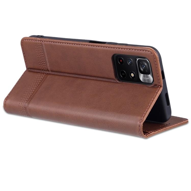AZNS Magnetic Calf Texture Horizontal Flip Leather Phone Case with Card Slots & Holder & Wallet, For Xiaomi Redmi Note 11