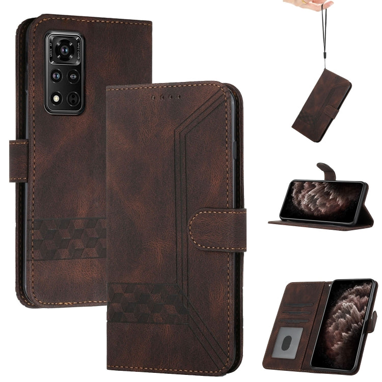 Cubic Skin Feel Flip Leather Phone Case, For Honor V40 5G