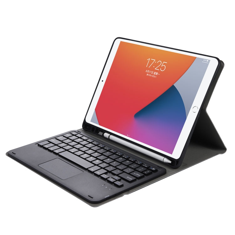 A07B-A Lambskin Texture Square Keycap Bluetooth Keyboard Leather Case with Touch Control For iPad, For iPad 9.7 2018 & 2017 / Pro 9.7 inch / Air 2, For iPad Pro 10.5 inch / 10.2 2021 & 2020 & 2019 / Air 3                                                ...
