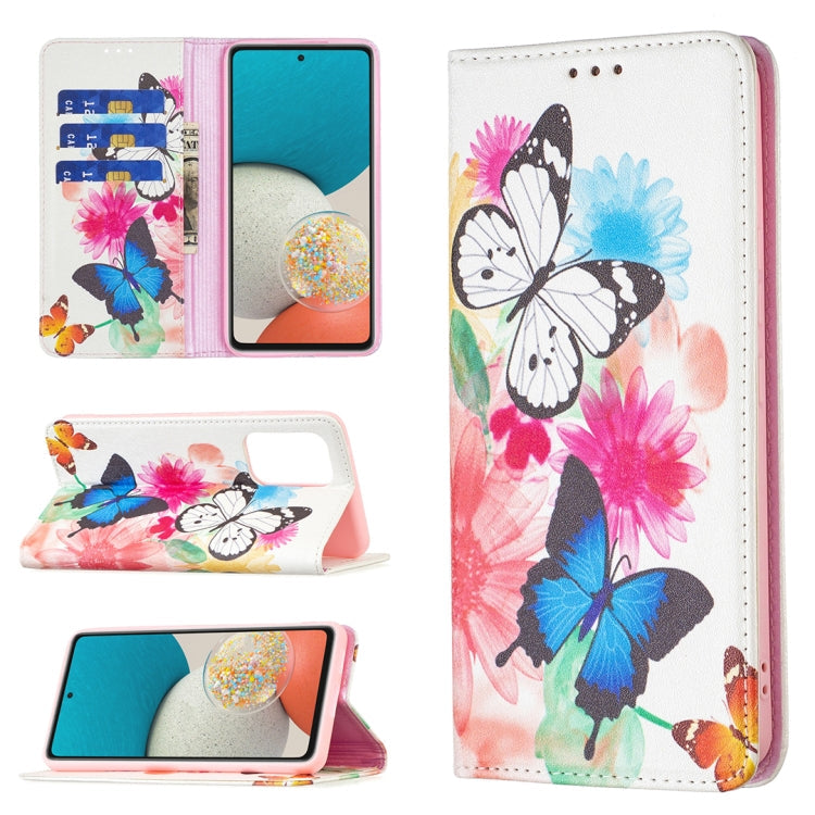 Colored Drawing Pattern Invisible Magnetic PU Leather Phone Case, For Samsung Galaxy A53 5G