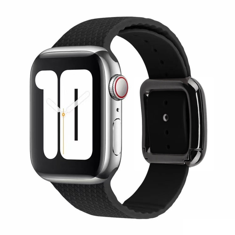 Black Buckle Silicone Watchband For Apple Watch Series, 7 41mm / 6&SE&5&4 40mm / 3&2&1 38mm