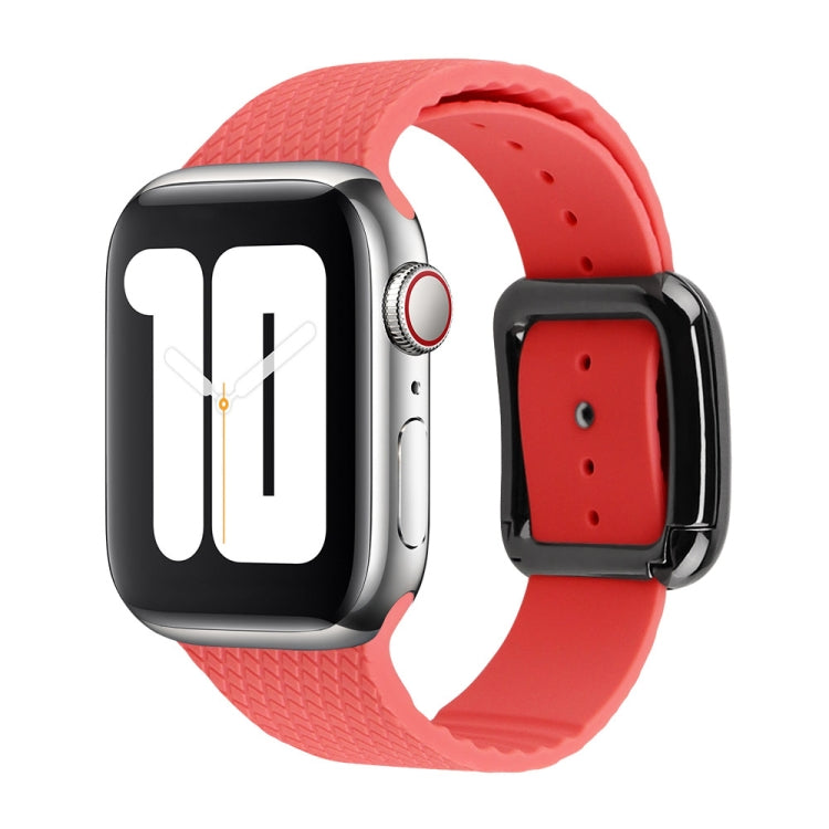 Black Buckle Silicone Watchband For Apple Watch Series, 7 41mm / 6&SE&5&4 40mm / 3&2&1 38mm