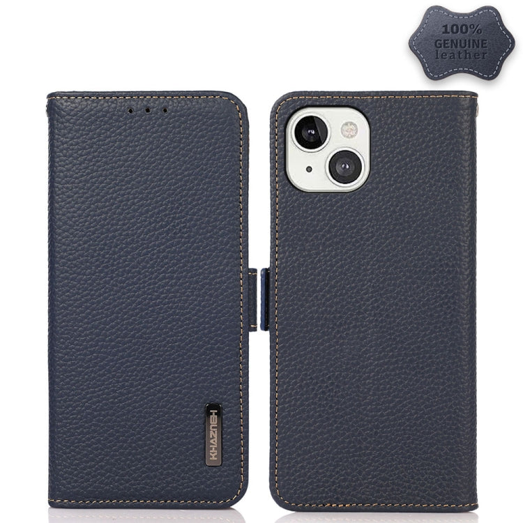 KHAZNEH Side-Magnetic Litchi Genuine Leather RFID Case, For iPhone 13 mini, For iPhone 13, For iPhone 13 Pro, For iPhone 13 Pro Max, For iPhone 12 mini, For iPhone 12 / 12 Pro