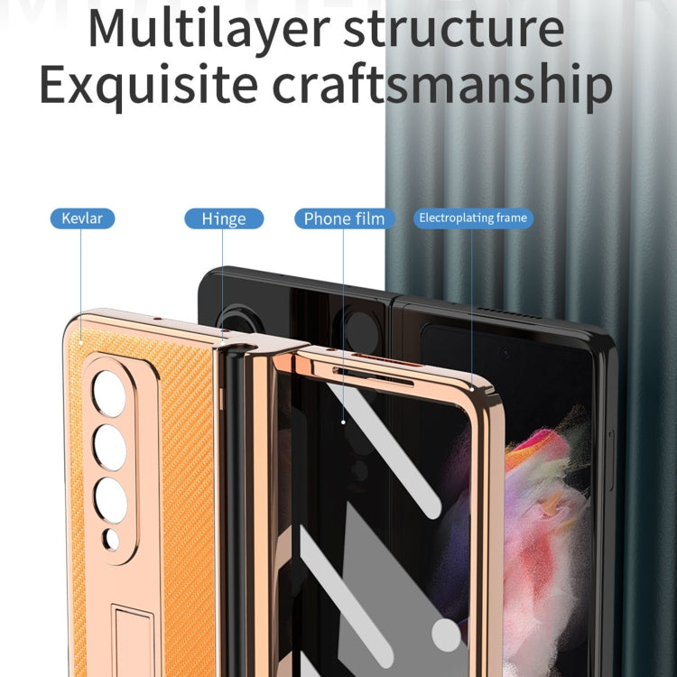 Electroplated Hinge Pen Slot Kevlar Phone Case, For Samsung Galaxy Z Fold3 5G