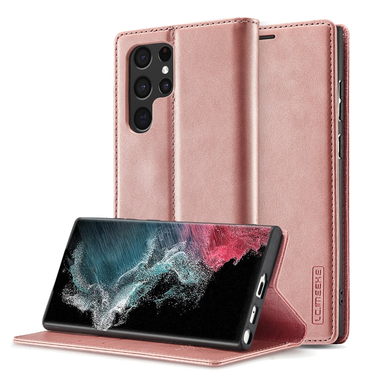 LC.IMEEKE Soft PU + TPU Magnetic Skin-friendly Feeling Leather Phone Case, For Samsung Galaxy S22 Ultra, For Samsung Galaxy S22