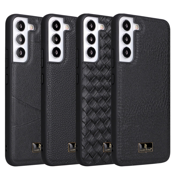Fierre Shann Leather Texture Phone Back Cover Case, For Samsung Galaxy S22 5G, For Samsung Galaxy S22+ 5G, For Samsung Galaxy S22 Ultra 5G