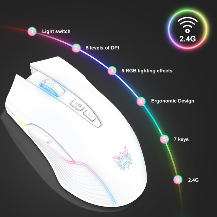 ONIKUMA CW905 2.4G RGB Lighting Wireless Mouse, CW905 Wireless Mouse(Black), CW905 Wireless Mouse(Pink), CW905 Wireless Mouse (Grey White)