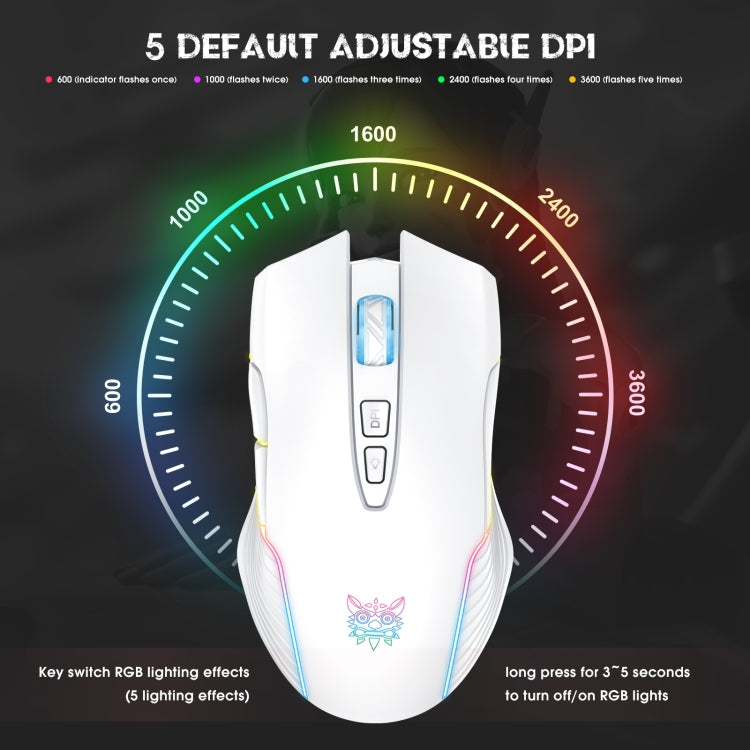 ONIKUMA CW905 2.4G RGB Lighting Wireless Mouse, CW905 Wireless Mouse(Black), CW905 Wireless Mouse(Pink), CW905 Wireless Mouse (Grey White)