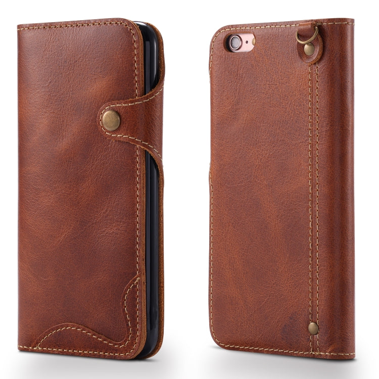 Denior Oil Wax Cowhide Magnetic Button Horizontal Flip Leather Case with Card Slots & Wallet, For iPhone 6, For iPhone 6 Plus / 6s Plus, For iPhone 7 / 8, For iPhone 7 Plus / 8 Plus, For iPhone X / XS, For Galaxy S8