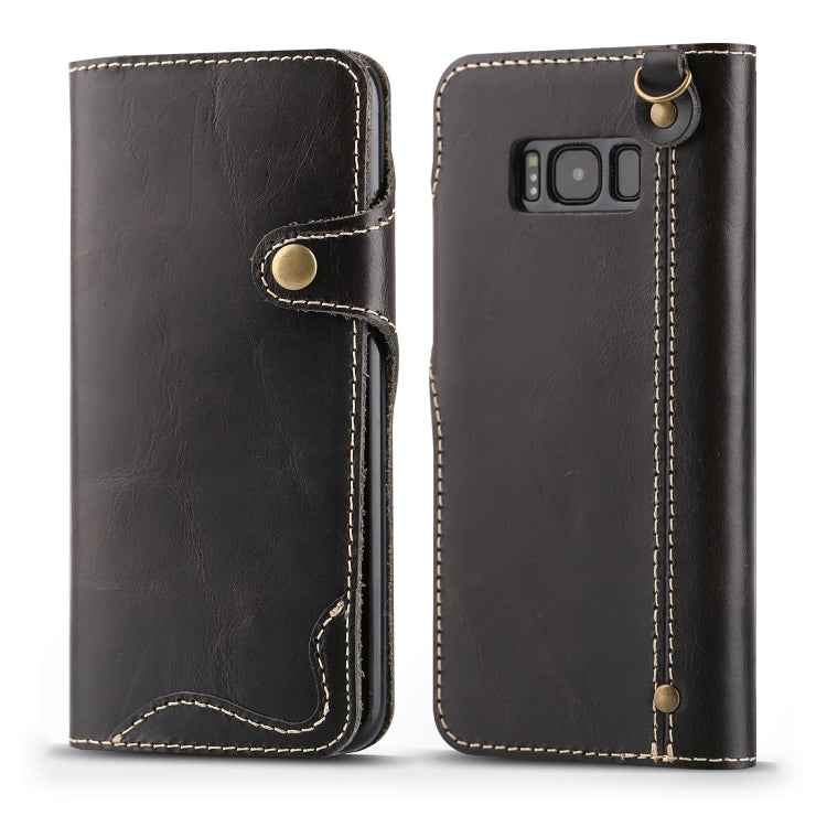 Denior Oil Wax Cowhide Magnetic Button Horizontal Flip Leather Case with Card Slots & Wallet, For iPhone XR, For Galaxy S8 Plus, For iPhone XS Max, For Galaxy S9, For Galaxy S9 Plus, For Galaxy Note 8