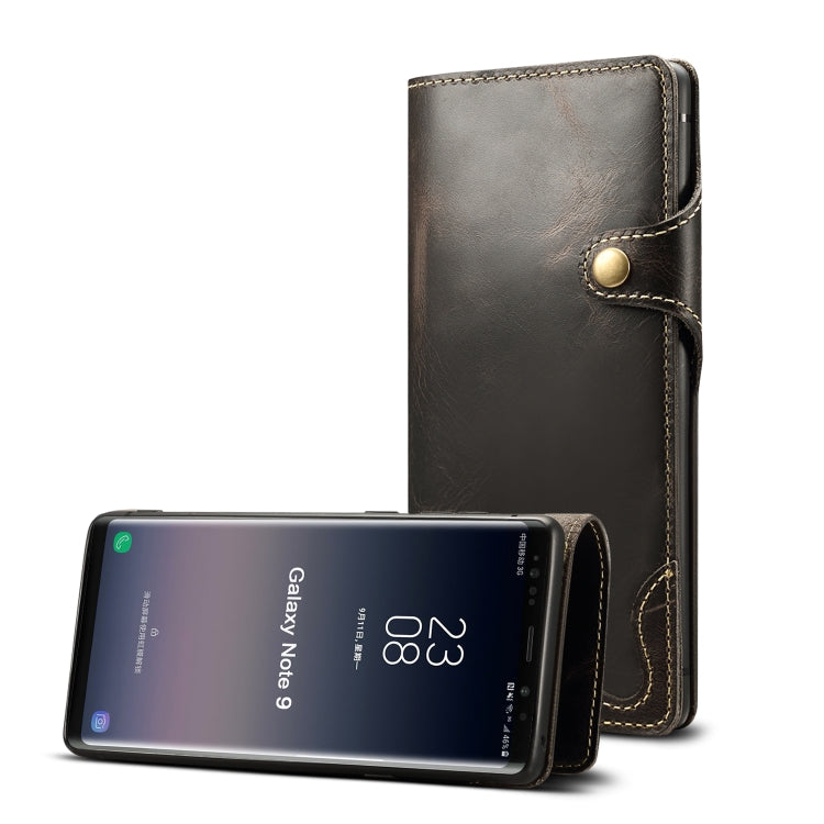 Denior Oil Wax Cowhide Magnetic Button Horizontal Flip Leather Case with Card Slots & Wallet, For Galaxy Note9, For Huawei Mate 20, For Huawei Mate 20 Pro, For Galaxy S10, For Galaxy S10e, For Galaxy S10 Plus