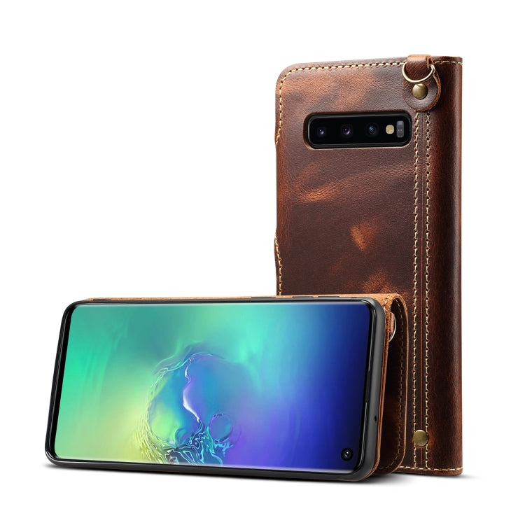 Denior Oil Wax Cowhide Magnetic Button Horizontal Flip Leather Case with Card Slots & Wallet, For Galaxy Note9, For Huawei Mate 20, For Huawei Mate 20 Pro, For Galaxy S10, For Galaxy S10e, For Galaxy S10 Plus
