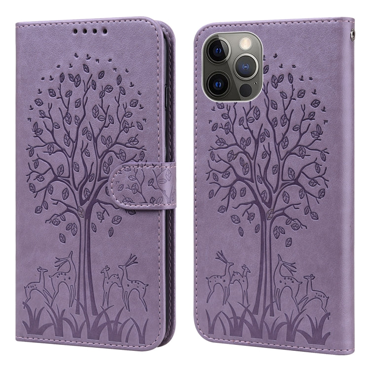 Tree & Deer Pattern Pressed Printing Horizontal Flip Leather Phone Case, For iPhone XS Max, For iPhone 7 / 8 / SE 2020 / SE 2022, For iPhone 11, For iPhone 11 Pro