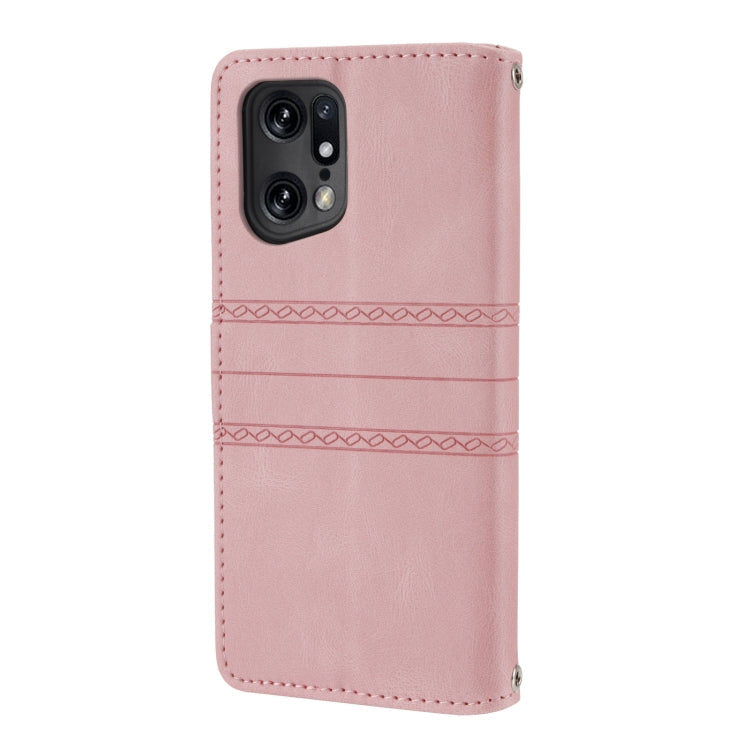 Embossed Striped Magnetic Buckle Horizontal Flip Phone Leather Case, For OPPO Find X5, For OPPO Find X5 Pro, For OPPO Realme 9 Pro+, For OPPO Realme C35