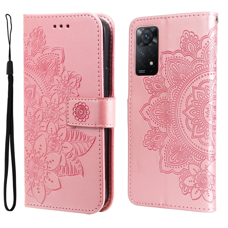 7-petal Flowers Embossing Pattern Horizontal Flip Leather Case, For Xiaomi Redmi Note 11 4G(Global), For Xiaomi Redmi Note 11 Pro 4G, For OPPO Realme 9i / A36 4G / A76 4G(Global), For OPPO Realme 9 Pro+