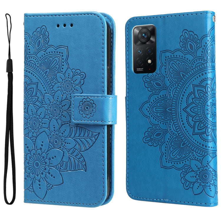 7-petal Flowers Embossing Pattern Horizontal Flip Leather Case, For Xiaomi Redmi Note 11 4G(Global), For Xiaomi Redmi Note 11 Pro 4G, For OPPO Realme 9i / A36 4G / A76 4G(Global), For OPPO Realme 9 Pro+