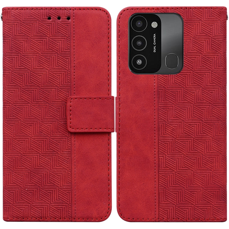 Geometric Embossed Leather Phone Case, For Tecno Spark Go 2022 / Spark 8C