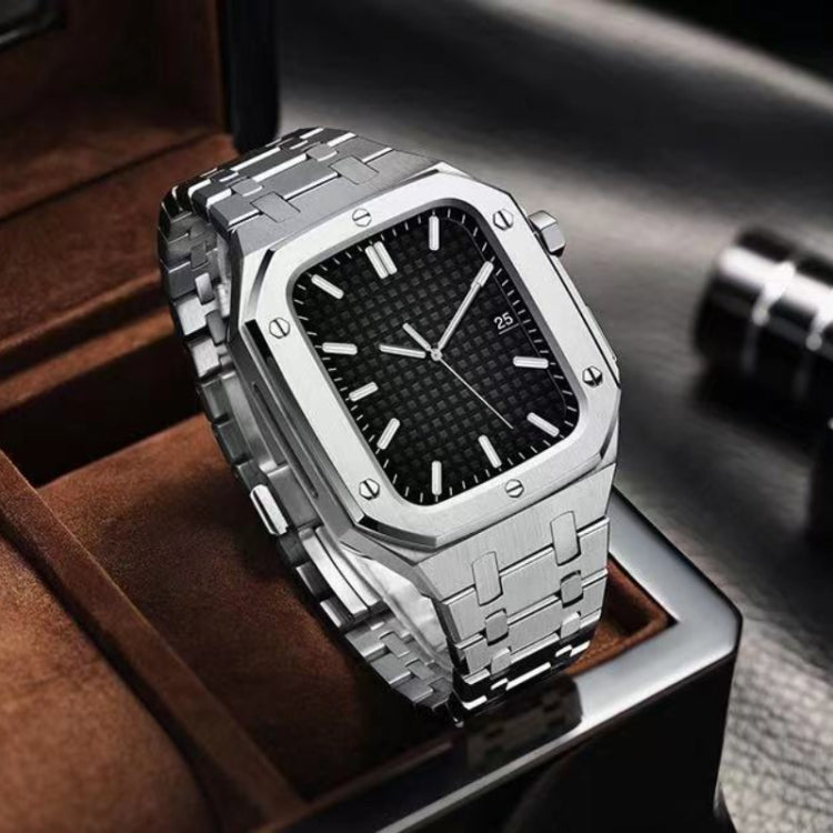 Integrated Oak Metal Watchband + Watch Case For Apple Watch Series 9 / 8 / 7 45mm, For Apple Watch Series 9 / 8 / 7 45mm