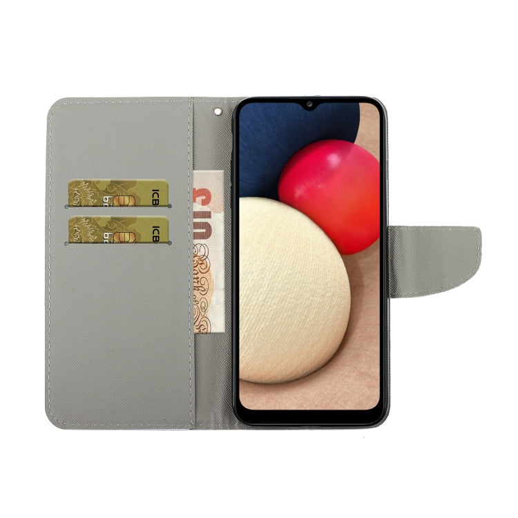 Coloured Drawing Pattern Leather Phone Case, For Samsung Galaxy A02s US Version