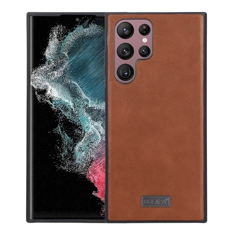 SULADA Shockproof TPU + Handmade Leather Phone Case, For Samsung Galaxy S22 5G, For Samsung Galaxy S22 Ultra 5G, For Samsung Galaxy S22+ 5G