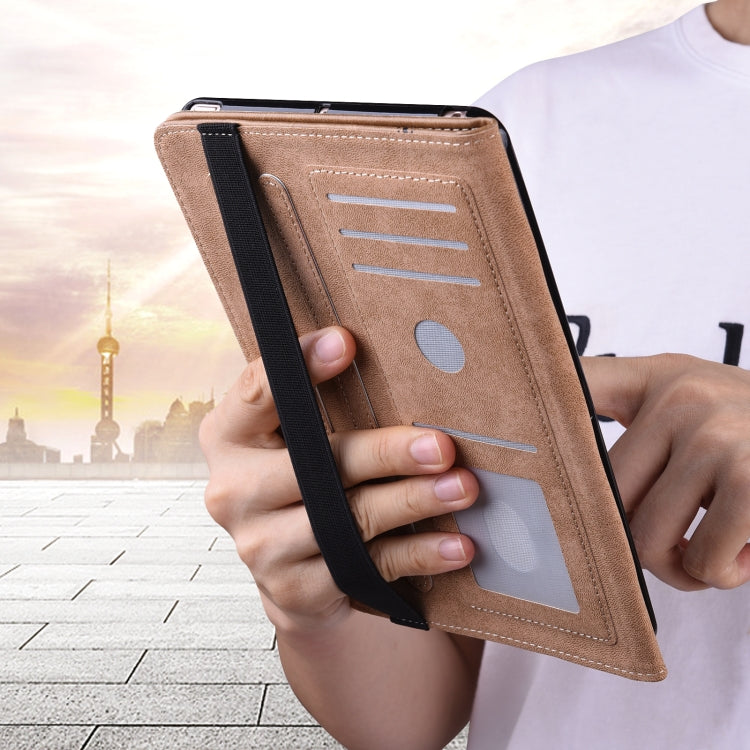 Solid Color Stripe Embossed Leather Tablet Case, For Lenovo M10 Plus 3rd Gen