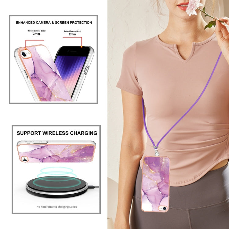 Electroplating Marble Pattern TPU Phone Case with Lanyard, For iPhone SE 2022 / SE 2020 / 8 / 7, For Motorola Moto G Stylus 2022, For Nokia G20 / G10, For Nokia G21 / G11