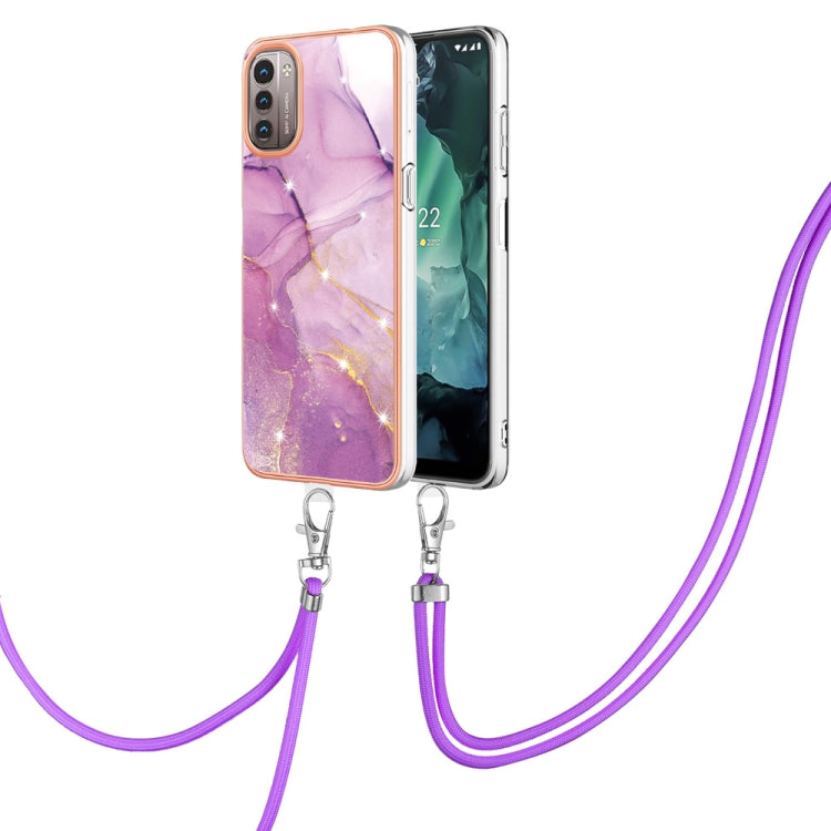 Electroplating Marble Pattern TPU Phone Case with Lanyard, For iPhone SE 2022 / SE 2020 / 8 / 7, For Motorola Moto G Stylus 2022, For Nokia G20 / G10, For Nokia G21 / G11