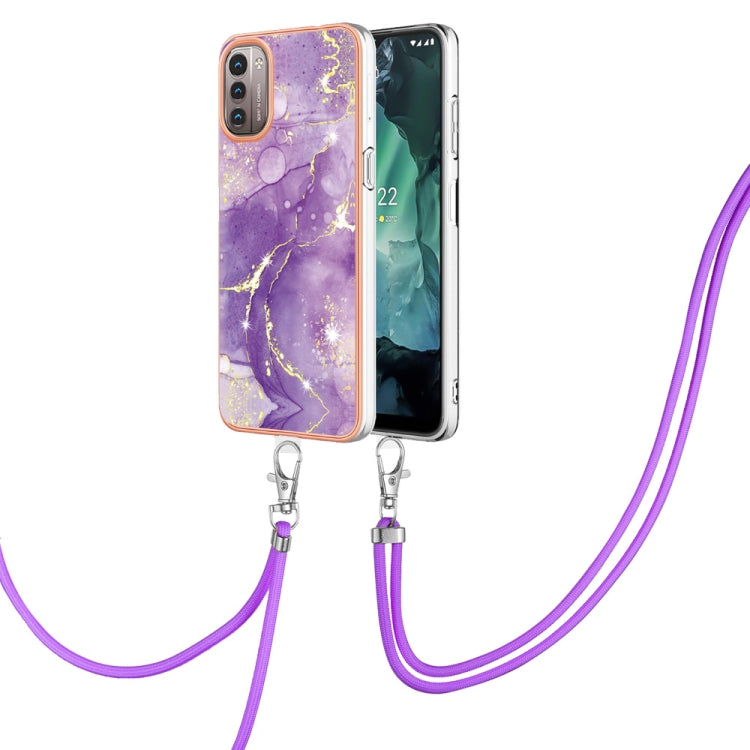 Electroplating Marble Pattern TPU Phone Case with Lanyard, For iPhone SE 2022 / SE 2020 / 8 / 7, For Motorola Moto G Stylus 2022, For Nokia G20 / G10, For Nokia G21 / G11