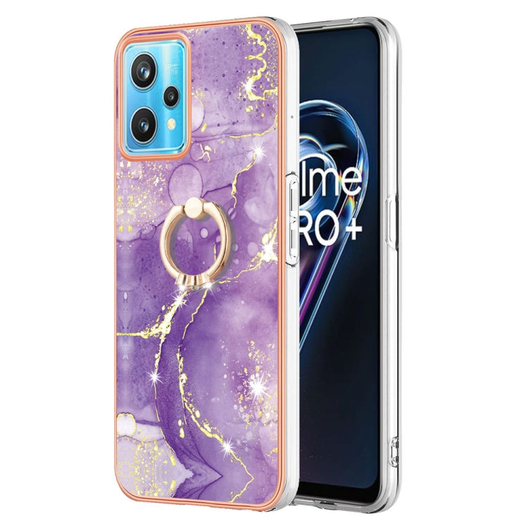 Electroplating Marble Pattern TPU Phone Case with Ring, For OPPO Realme 9 Pro+ 5G, For OPPO Realme 9 Pro 5G, For OPPO Realme 9i / A36 / A96 4G