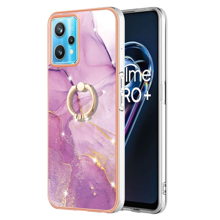 Electroplating Marble Pattern TPU Phone Case with Ring, For OPPO Realme 9 Pro+ 5G, For OPPO Realme 9 Pro 5G, For OPPO Realme 9i / A36 / A96 4G