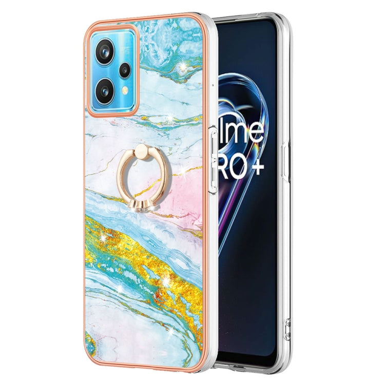 Electroplating Marble Pattern TPU Phone Case with Ring, For OPPO Realme 9 Pro+ 5G, For OPPO Realme 9 Pro 5G, For OPPO Realme 9i / A36 / A96 4G