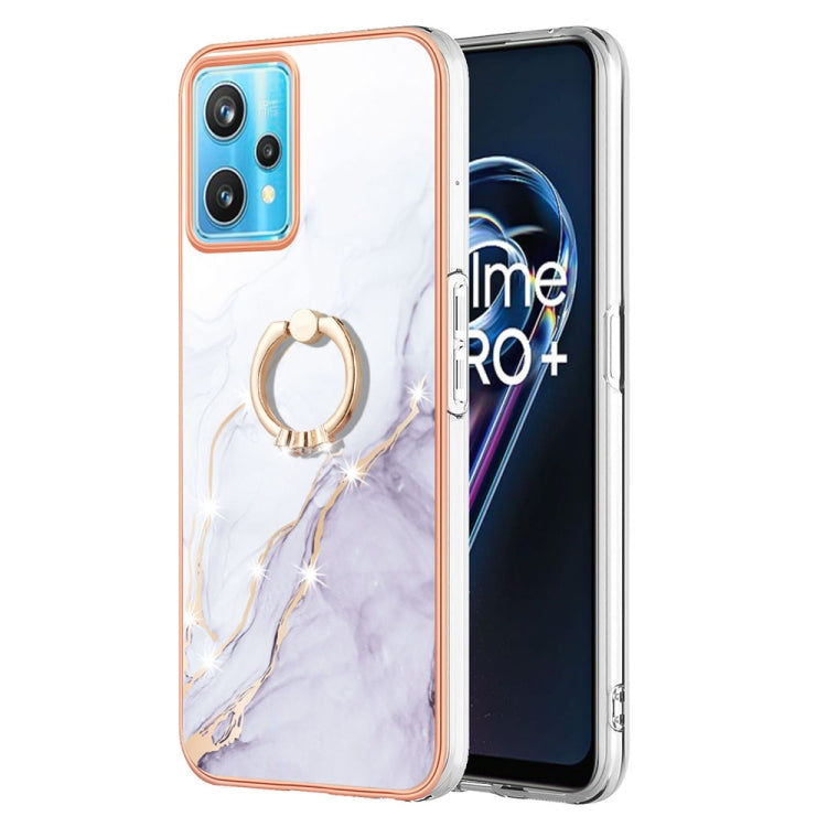 Electroplating Marble Pattern TPU Phone Case with Ring, For OPPO Realme 9 Pro+ 5G, For OPPO Realme 9 Pro 5G, For OPPO Realme 9i / A36 / A96 4G