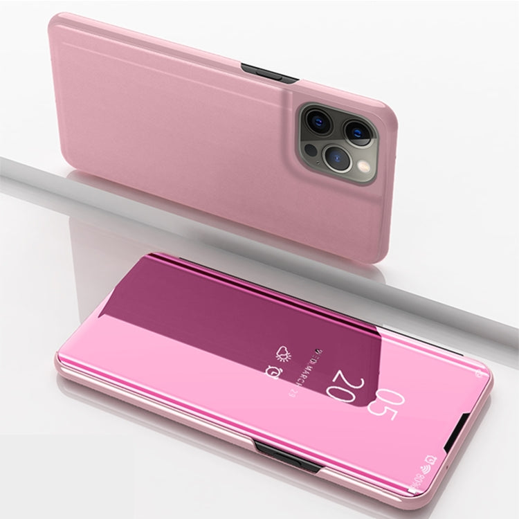 Plated Mirror Horizontal Flip Leather Phone Case with Holder, For iPhone 14, For iPhone 14 Plus, For iPhone 14 Pro