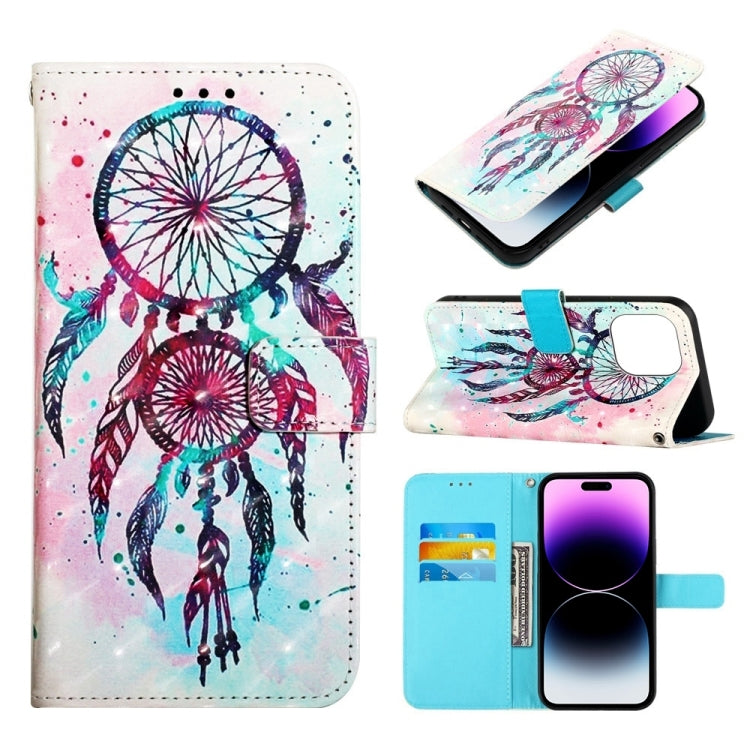 3D Painting Horizontal Flip Leather Phone Case, For iPhone 14 Pro Max